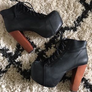 Jeffrey Campbell black distressed Lita Booties